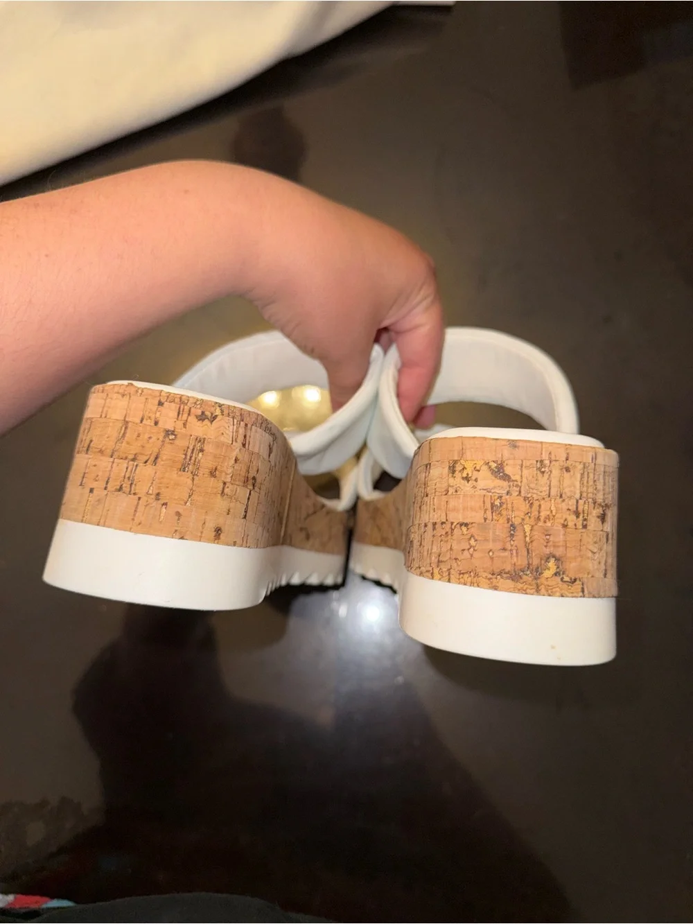 Steve Madden White Double Strap Cork Platform Slide Sandals Women’s Size 9